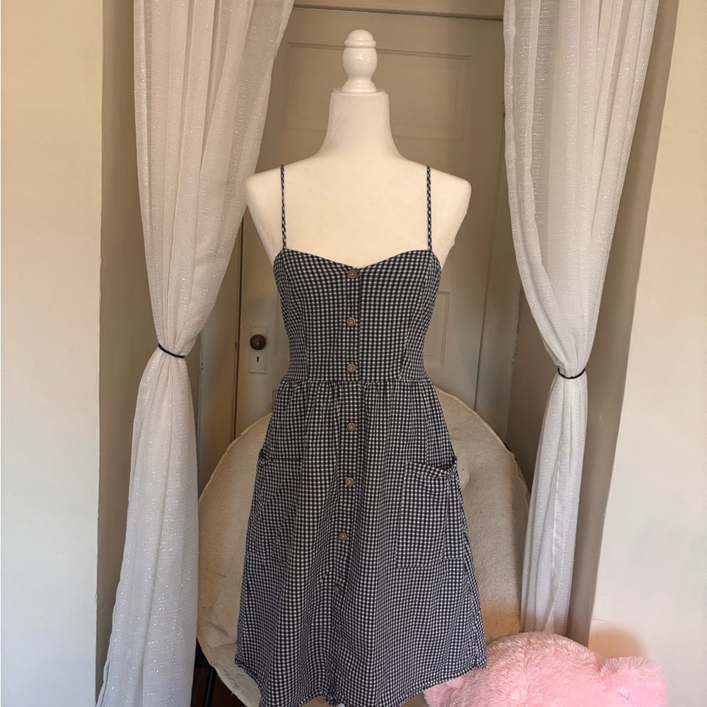 Potter's Pot navy blue and White gingham Mini Dress